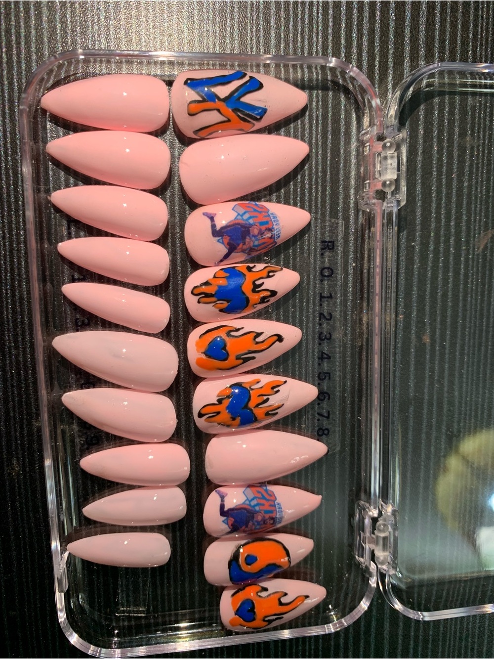 Pink Flame Accent Press-On Nails - Stylish Stiletto Set
